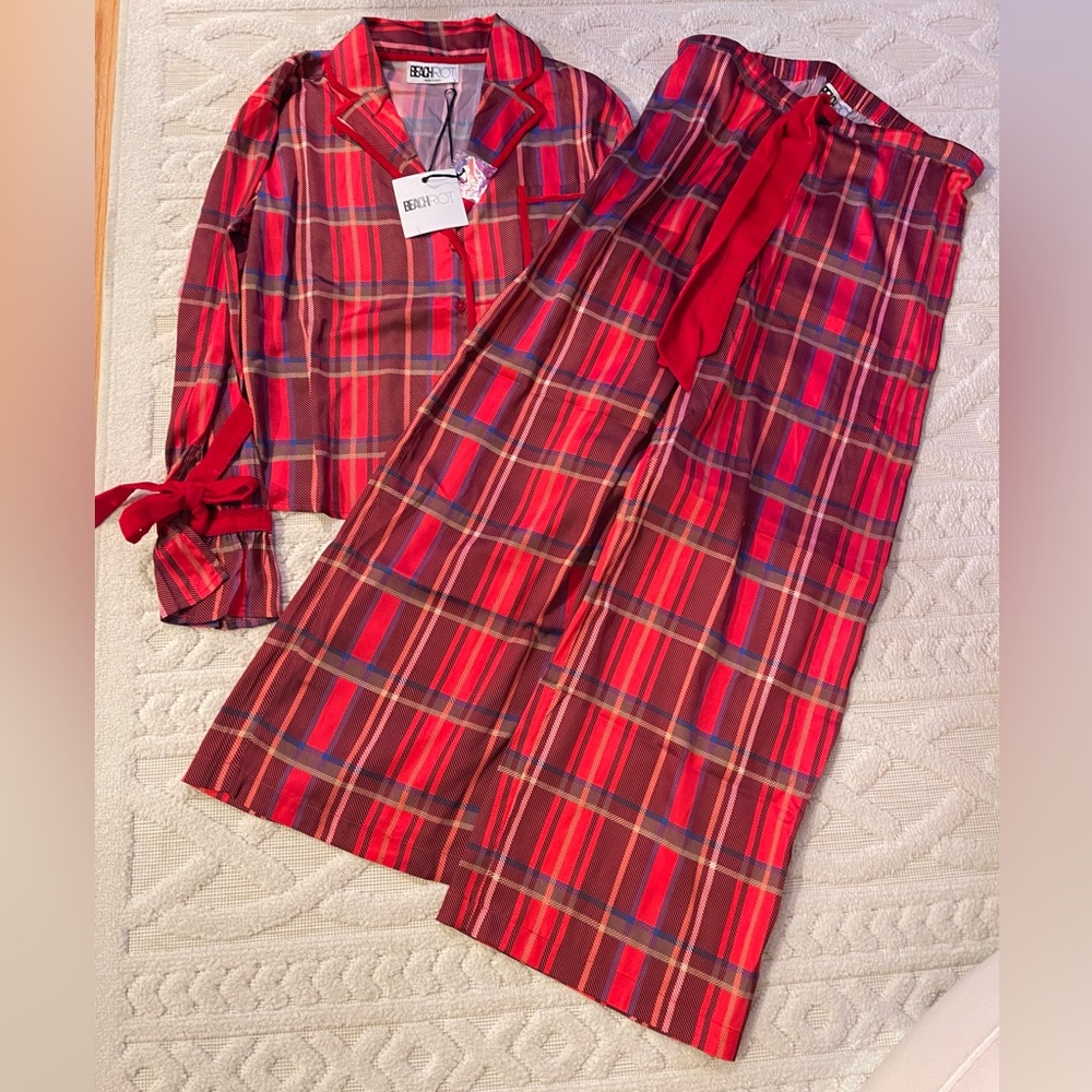 Beach Riot Red Plaid Pajama Set - Picture 2 of 4
